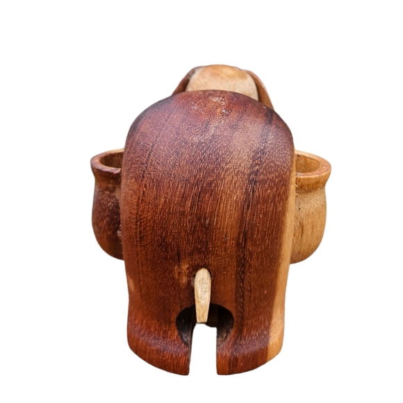 Vintage Wood Elephant Tooth Pick Holder 3" x 4" - Picture 6 of 9